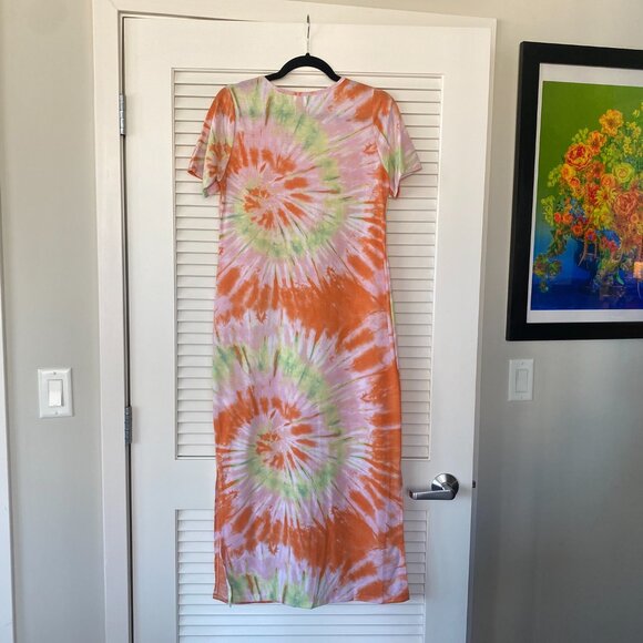 NWOT Sweet Lovely by Jen Maxi Dress, Orange Tie Dye, Size M - Picture 2 of 5